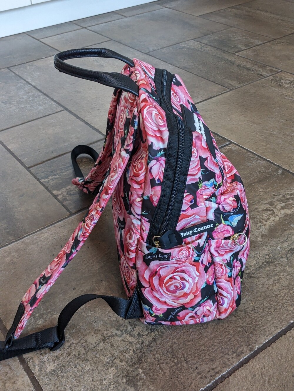 Juicy Couture Y2K Pink Floral Mini Chic Feminine Everyday School Work Backpack - Picture 5 of 17